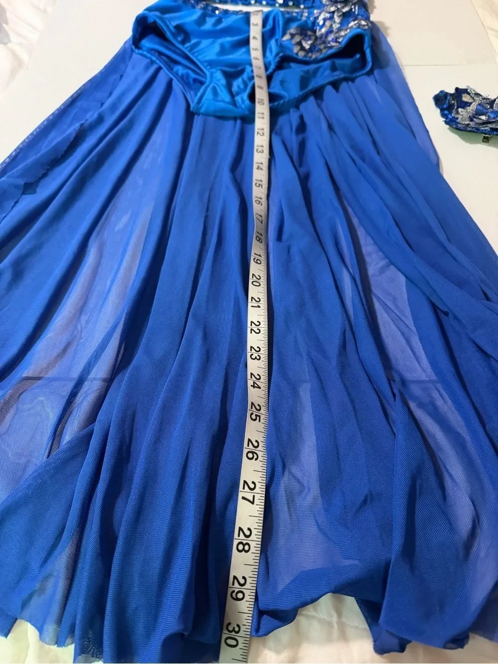 Glamour solo dance costume 2 piece embellished blue SA-Small adult